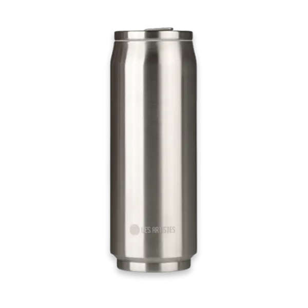 Isolierdose 500 ml in Edelstahl Optik mit Trinkhalm