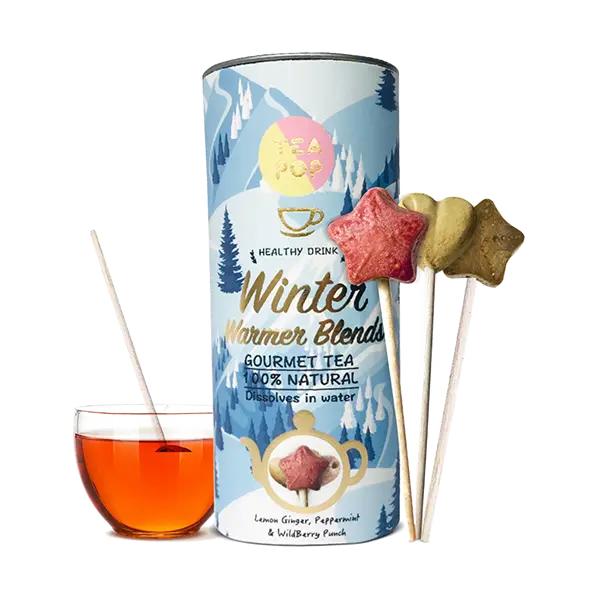 Tea-Pop Sticks Winter Warmer – 6 natürliche Teesticks in winterlichen Geschmacksrichtungen, kristallisiert und zuckerfrei