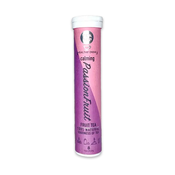 Tea Pop Passionsfrucht in der Tube – exotischer Teegenuss ohne Zucker, schnell löslich.