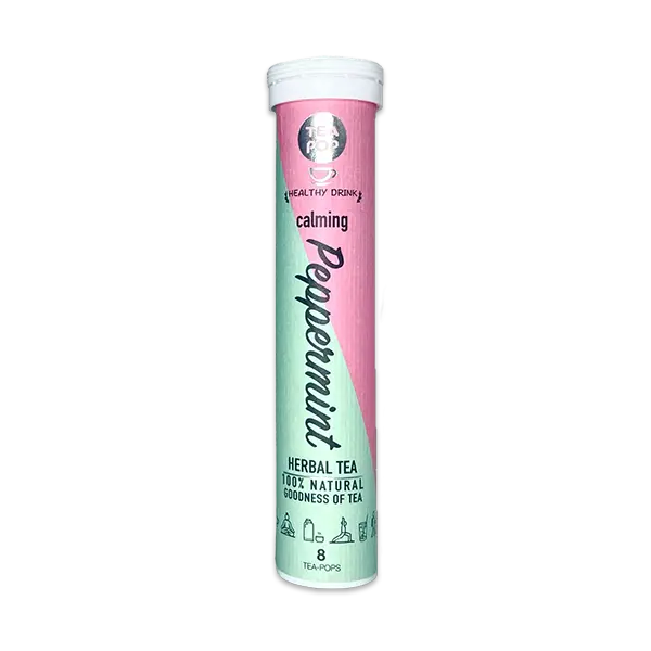 Tea Pop Minze – erfrischende Pfefferminze als kristallisierter Kräutertee, vegan & ohne Zuckerzusatz.