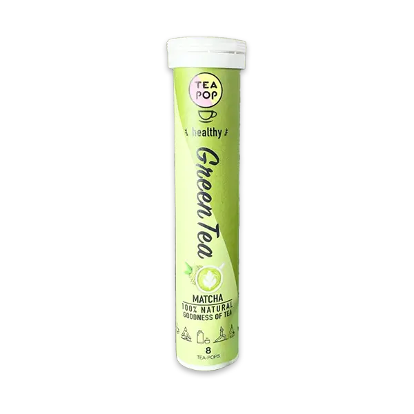 Tea Pop Matcha in der Tube – 8 Stück natürlich löslicher Grüntee.