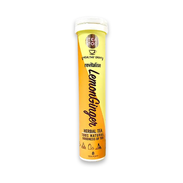 Tea Pop Lemon Ingwer – 8 Stück koffeinfreier Kräutertee in kristallisierter Form.