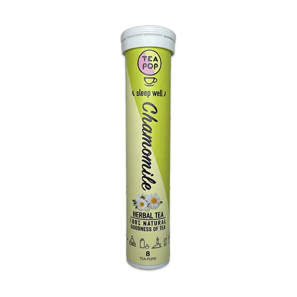 Tea Pop Kamille – milder Kräutertee in nachhaltiger Tube.