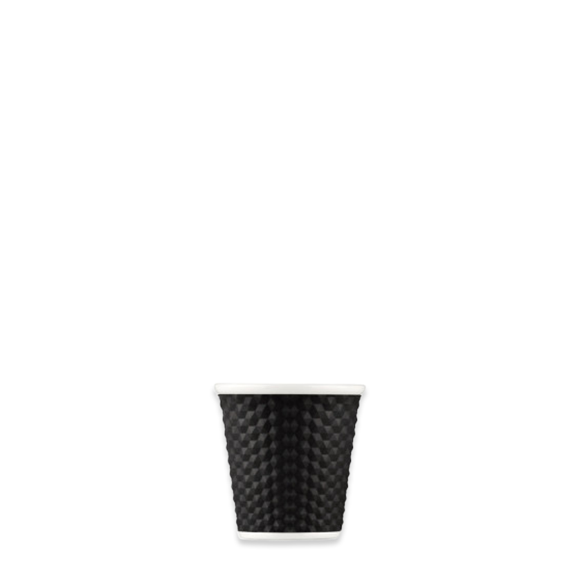 Bienenwabe Espressotasse 80 ml in Schwarz aus Porzellan mit Silikonhülle.“