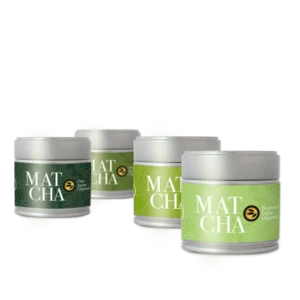 Matcha-Set ‚Macht keinen Sinn‘ – vier Bio-Matcha-Sorten aus Japan in Dosen