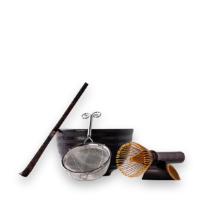 Matcha Zubehör Set – Schale, Sieb, Bambusbesen & Löffel für traditionelle Zubereitung von Bio Matcha Tee