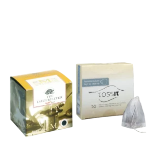 Mini Set mit Teedauerfilter M und Papierbeuteln für losen Tee – zum sauberen Aufgießen, Portionieren und Mitnehmen.